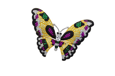 Broche mariposa grande amarilla