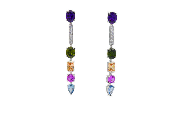 Pendientes largos con circonitas de colores