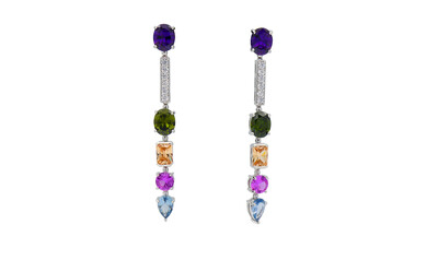 Pendientes largos con circonitas de colores