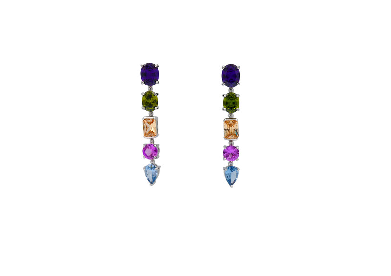 Pendientes largos cinco piedras color