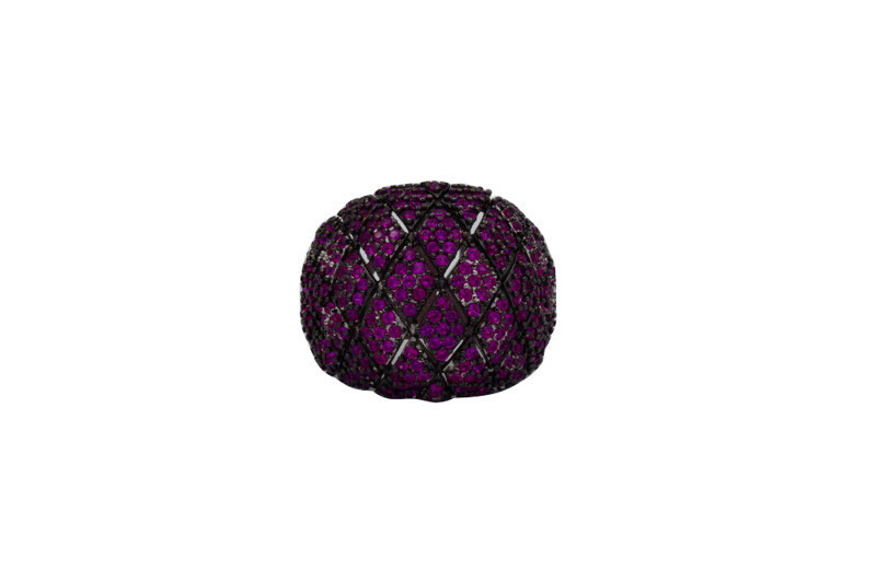 Anillo pave plata granate