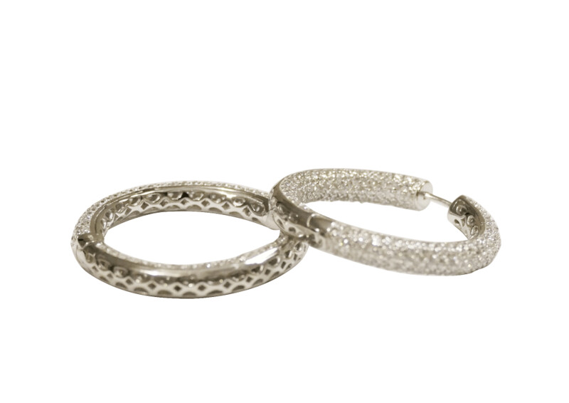 Pendientes aro plata y circonitas