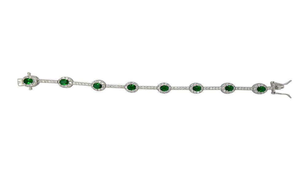 Pulsera de orla circonitas blancas y verdes