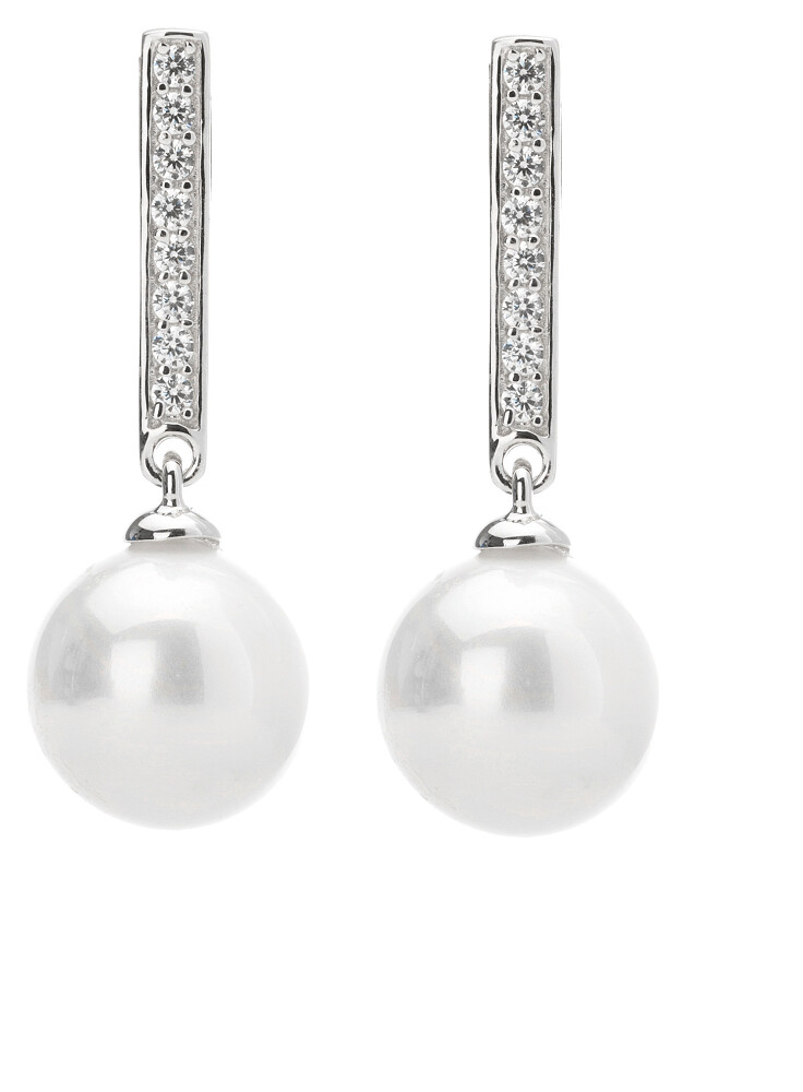 Pendientes perla y circonitas  blancas