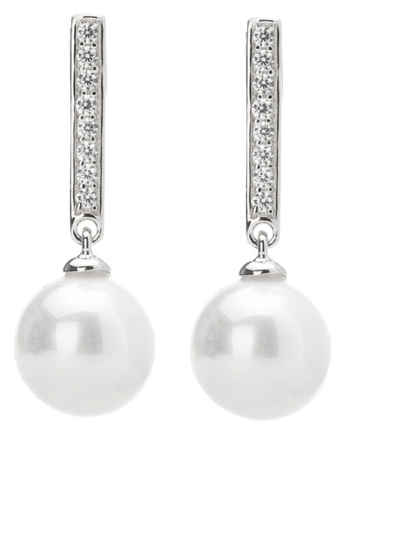 Pendientes perla y circonitas  blancas