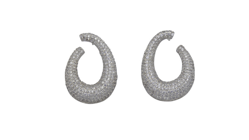 Pendientes giro plata y circonitas