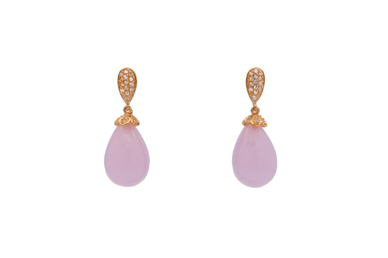 Pendientes rosa y plata chapada en oro