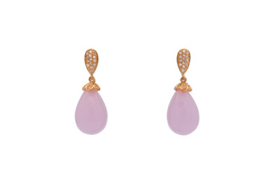 Pendientes rosa y plata chapada en oro