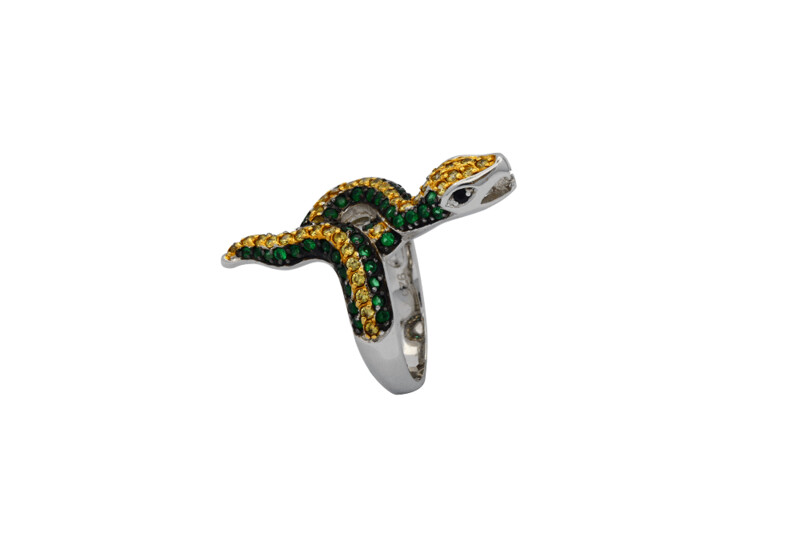 Anillo serpiente verde amarilla
