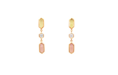 Pendientes oro rosa y cuarzo color
