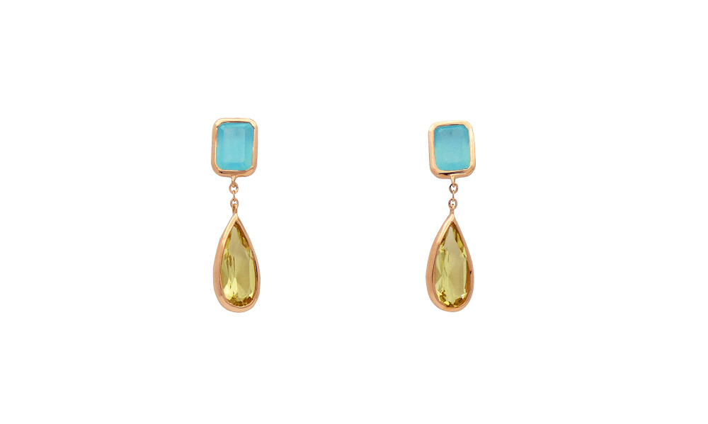 Pendientes oro rosa y cuarzo de lágrima