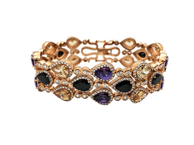 Pulsera oro rosa y circonitas