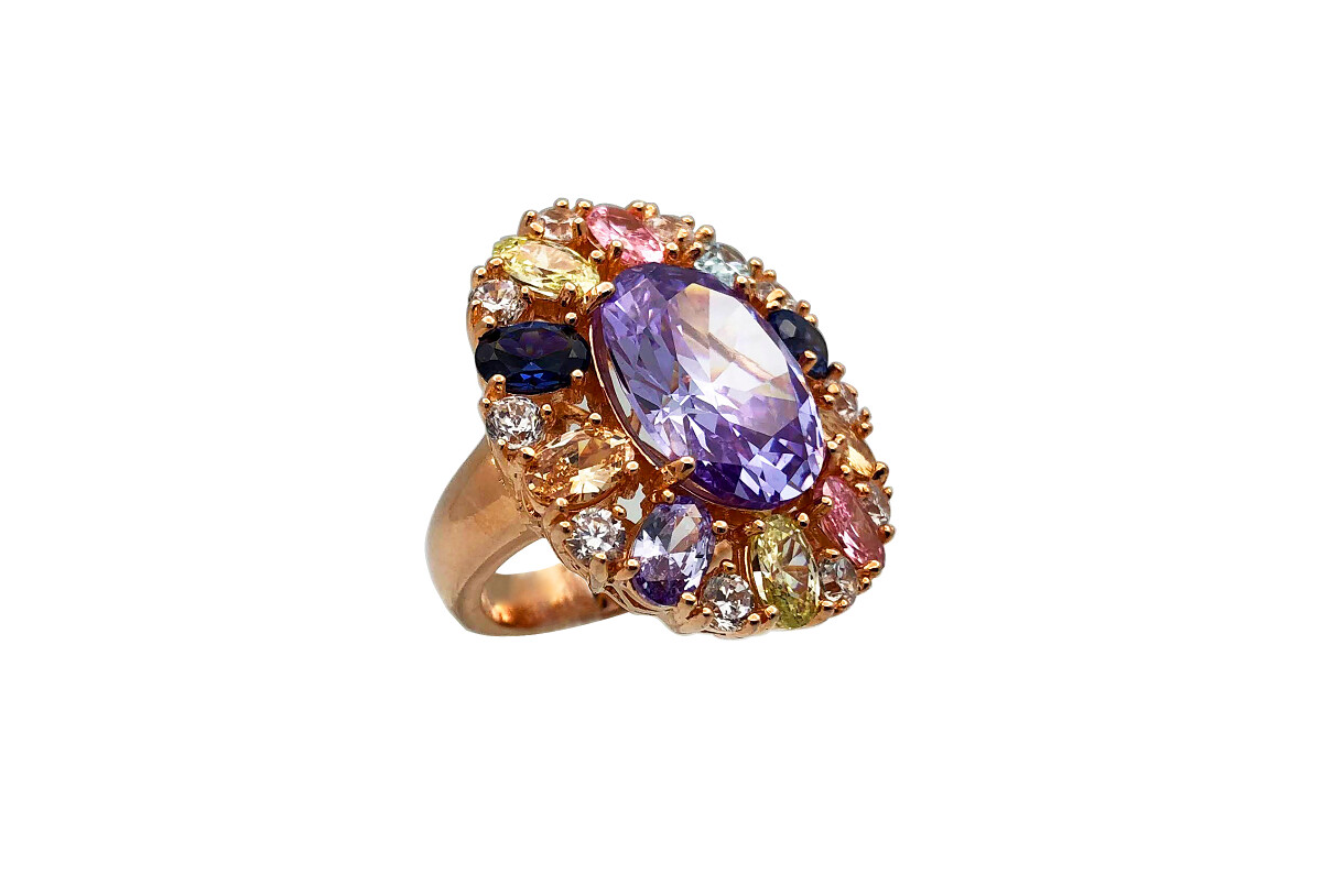 Anillo circonitas colores