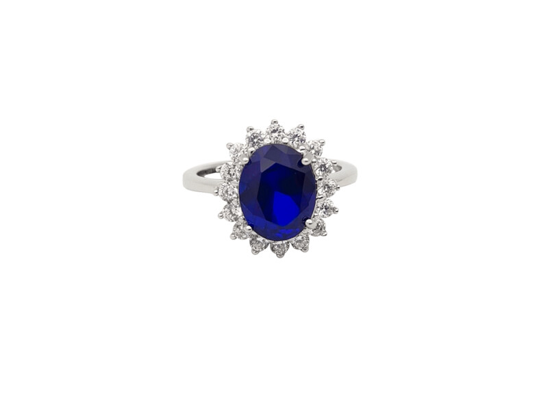 Anillo piedra color con orla