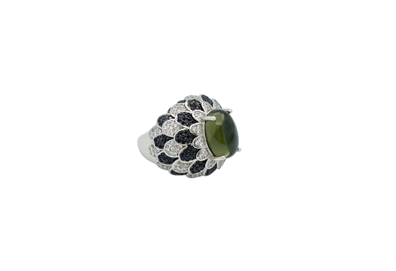 Anillo pavé blanco y negro