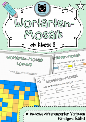 Wortarten-Mosaik | Nomen, Verben, Adjektive | ab Klasse 2