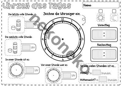 Uhrzeit des Tages | differenzierte Vorlage ab Klasse 1