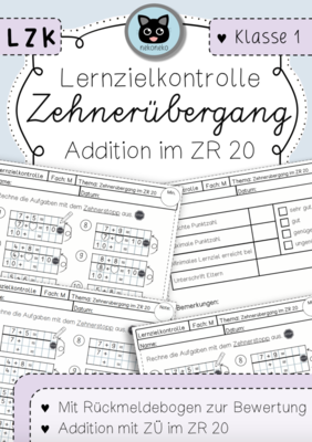 Lernzielkontrolle Zehnerübergang | ZR 20 | Addition