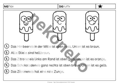 Lesen und Malen | Eis am Stiel | 1. Klasse