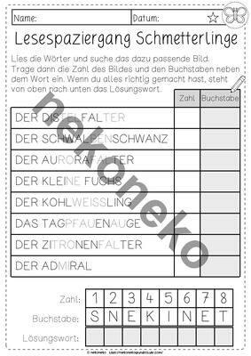 Lesespaziergang Schmetterlinge | Klassen 1 bis 3