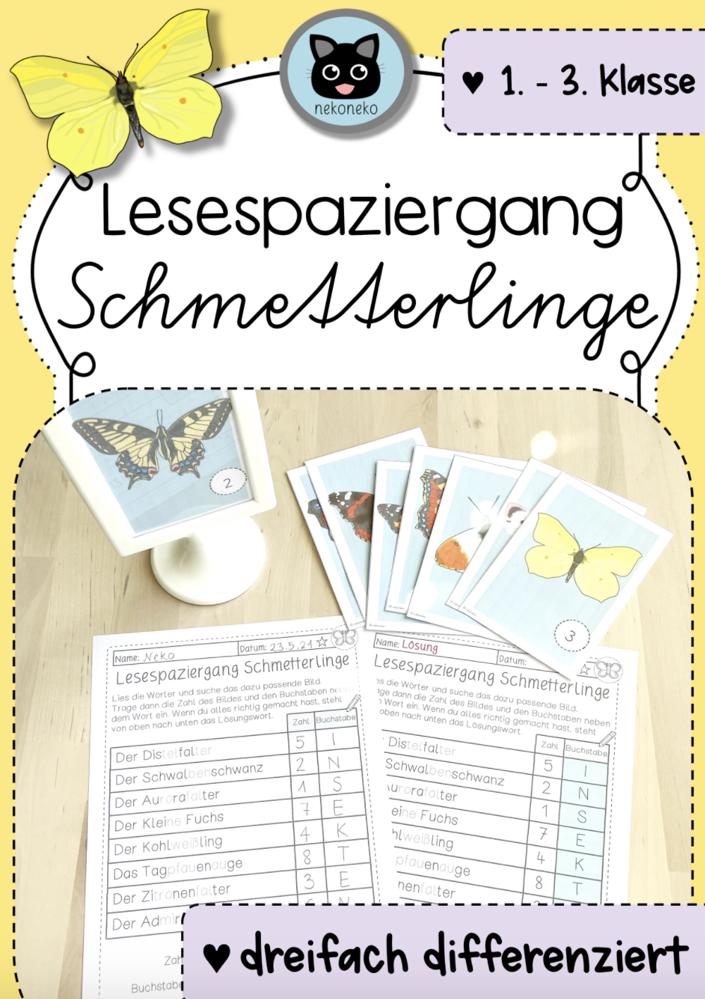 Lesespaziergang Schmetterlinge | Klassen 1 bis 3