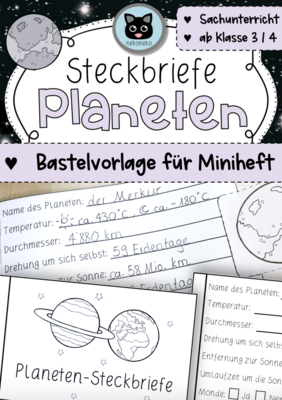 Miniheft | Planeten-Steckbriefe | Bastelvorlage