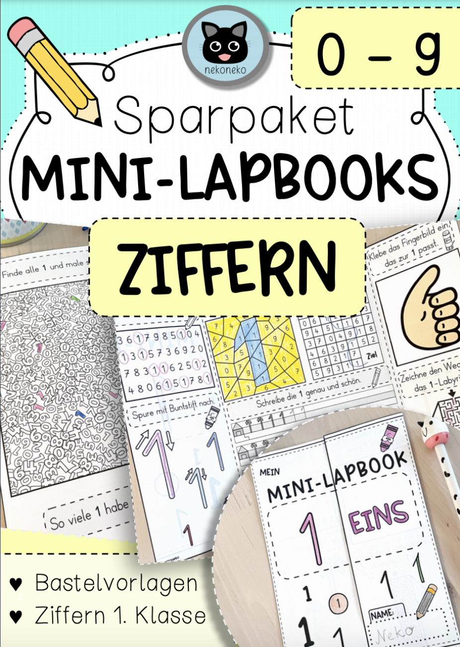 SPARPAKET Mini-Lapbooks von 0-9 | Zifferneinführung