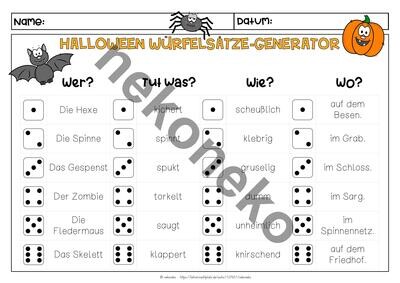 Halloween | Gruselige Würfelsätze schreiben
