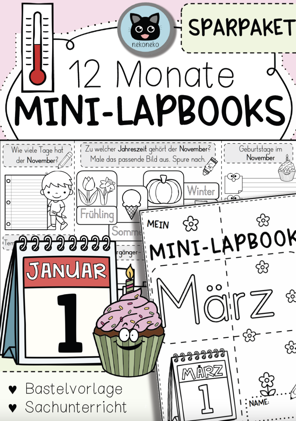 Die 12 Monate | SPARPAKET Mini-Lapbooks | Sachunterricht