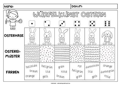 Würfelkunst | Ostern | Osterhase und Osterei