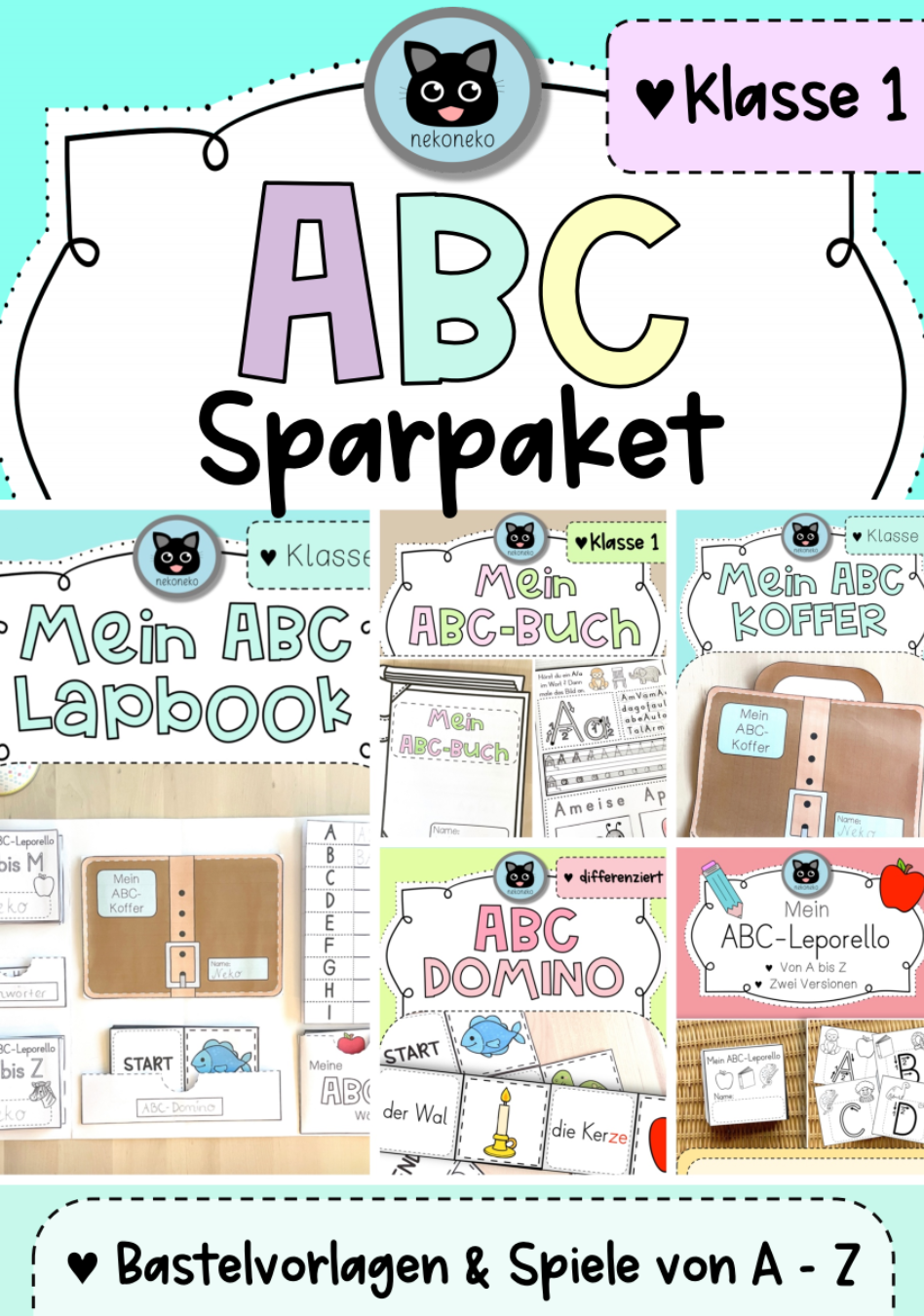 ABC Sparpaket | Bastelvorlagen und Spiele von A - Z | Klasse 1