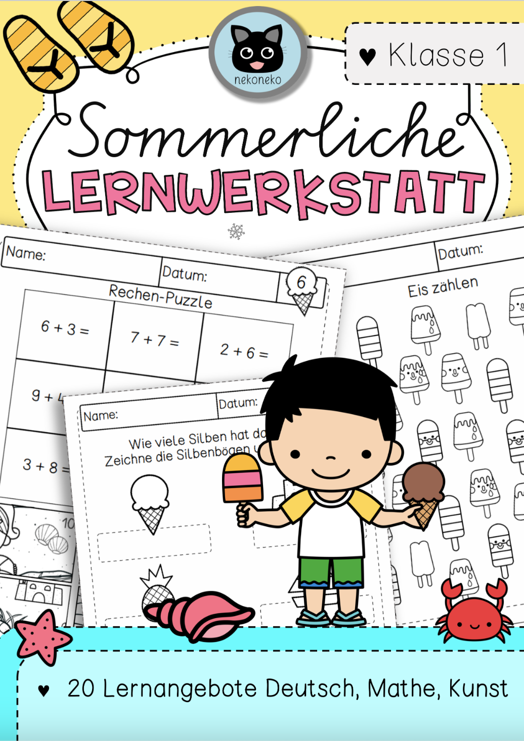 Lernwerkstatt Sommer | 1. Klasse | Deutsch, Mathe, Kunst