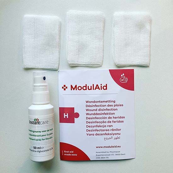 Ontsmetting chloorhexidine 50 ml +  10 kompressen