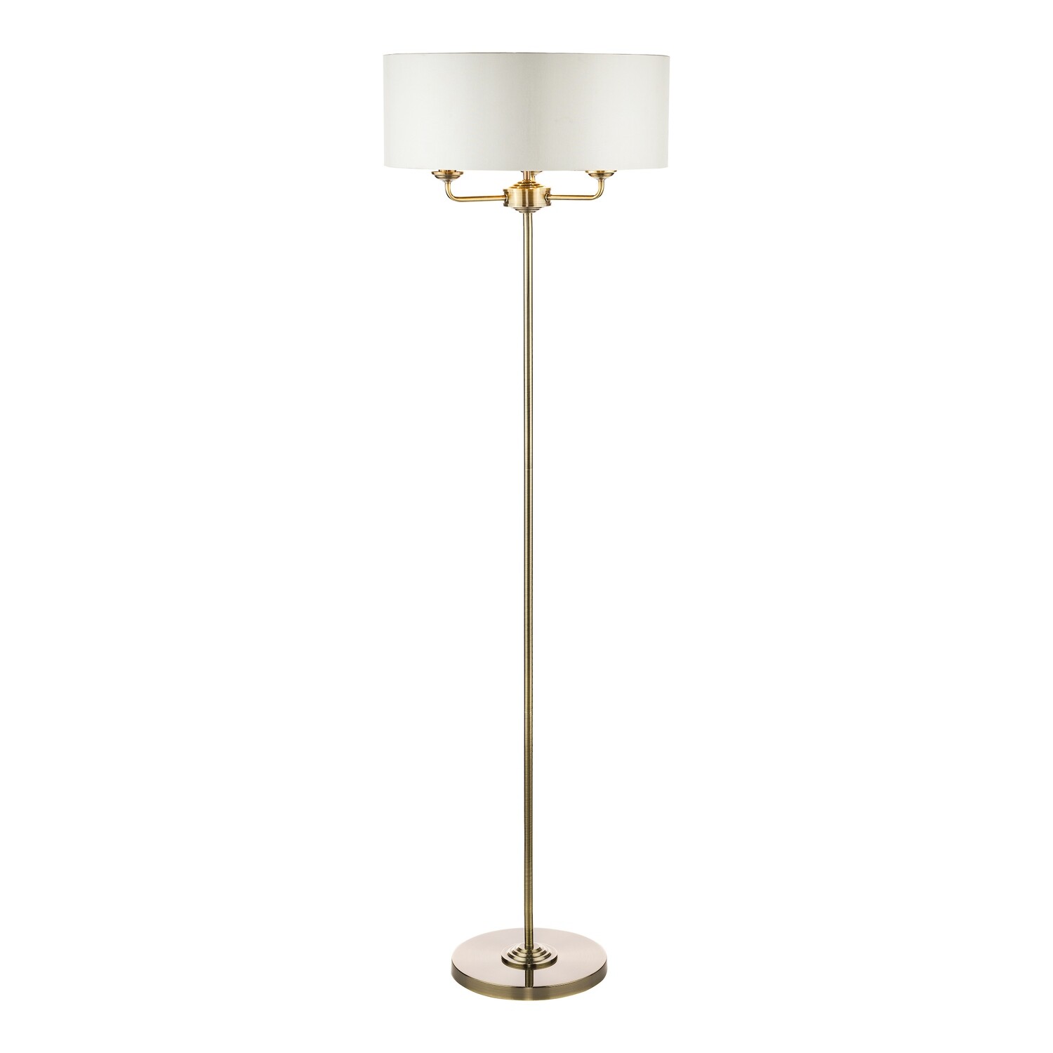 Laura Ashley Sorrento 3lt Floor Lamp Satin Nickel With Natural Shade