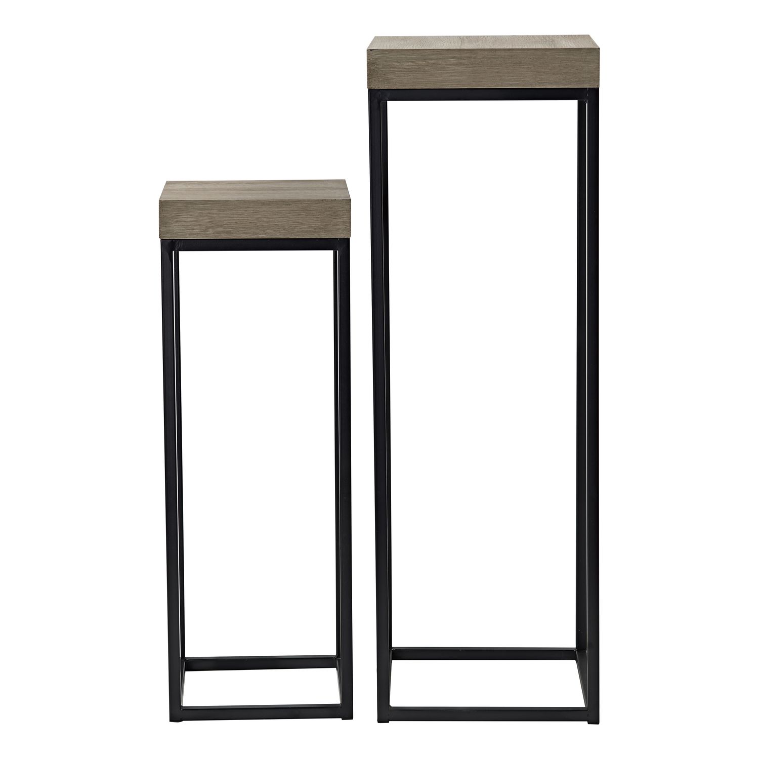 ​Fabio Nest of 2 Plant Stands – Oak Effect & Matt Black | Space-Saving Greenery Display