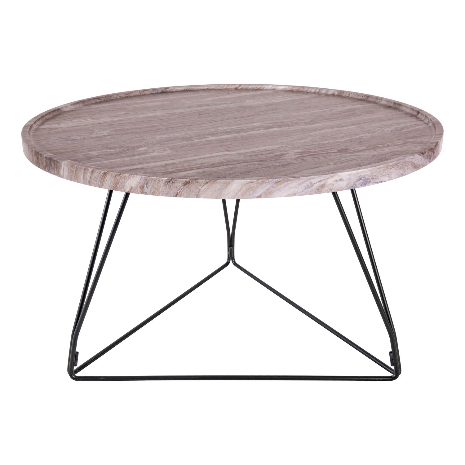 Miguel Coffee Table – Brown Stone Veneer & Matt Black | Contemporary Living Room Centrepiece