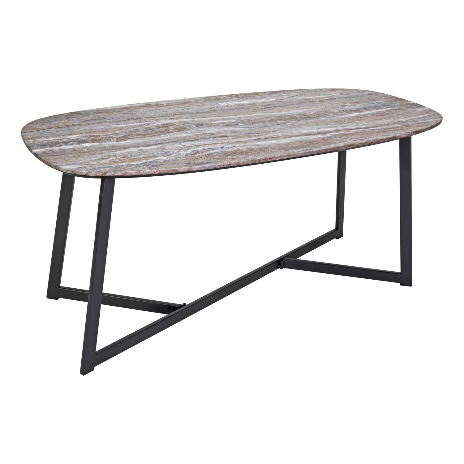 Pavlos Coffee Table – Brown Stone Veneer & Matt Black | Contemporary Living Room Centrepiece