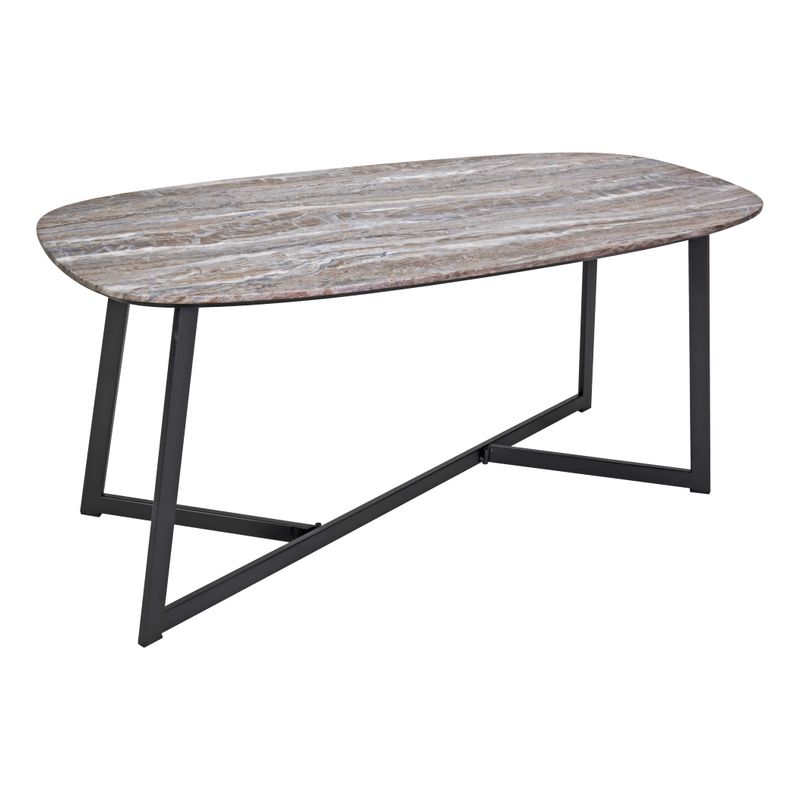 Pavlos Coffee Table – Brown Stone Veneer & Matt Black | Contemporary Living Room Centrepiece