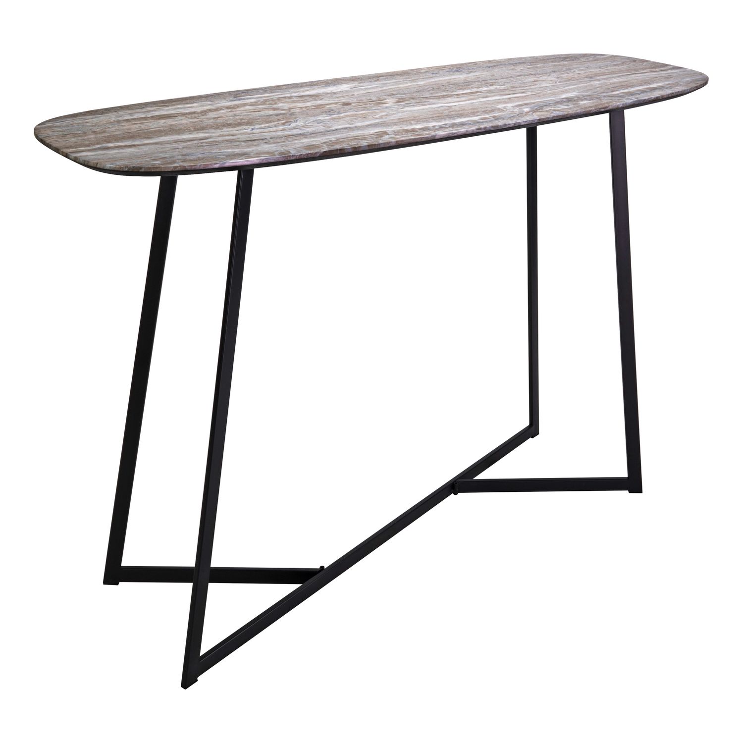 ​Pavlos Console Table – Brown Stone Veneer & Matt Black | Sophisticated Entryway Statement