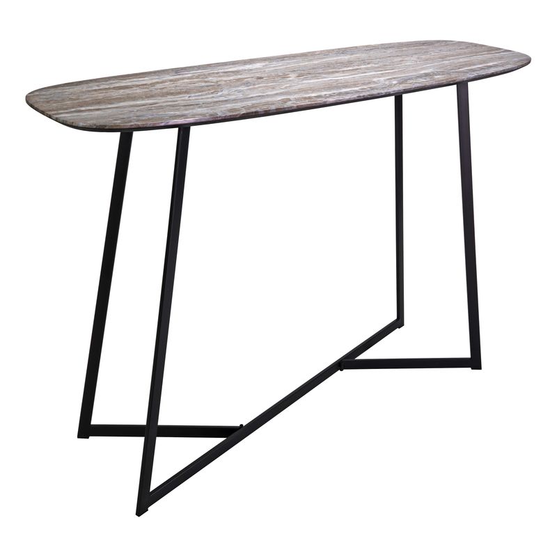 ​Pavlos Console Table – Brown Stone Veneer & Matt Black | Sophisticated Entryway Statement