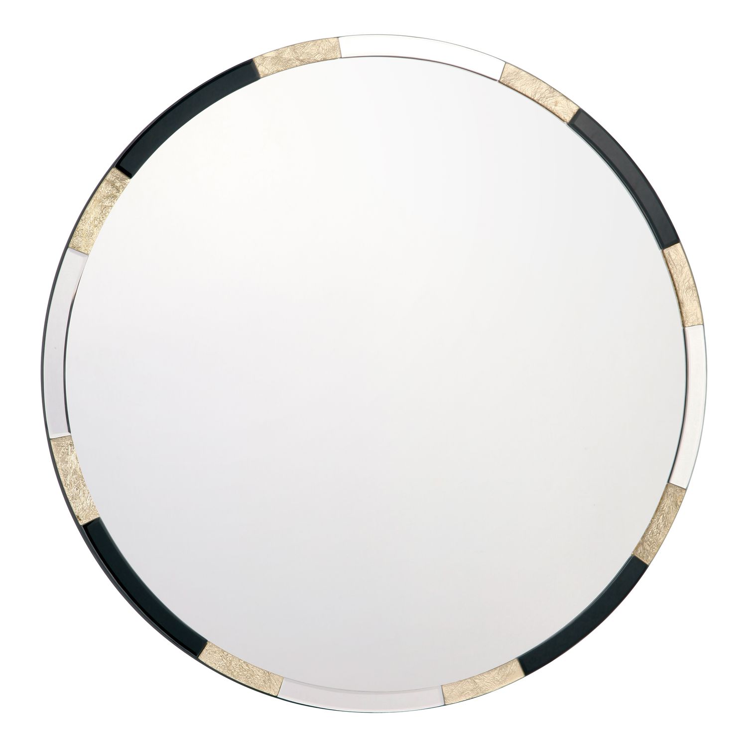 ​Gadany Round Mirror – Gold Leaf & Black Glass (80cm)