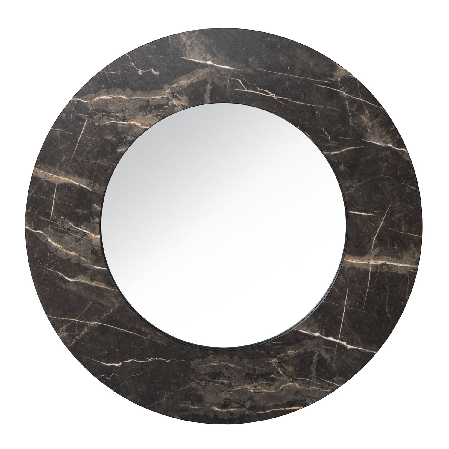 ​Juvan Round Mirror – Dark Marble Effect (80cm)