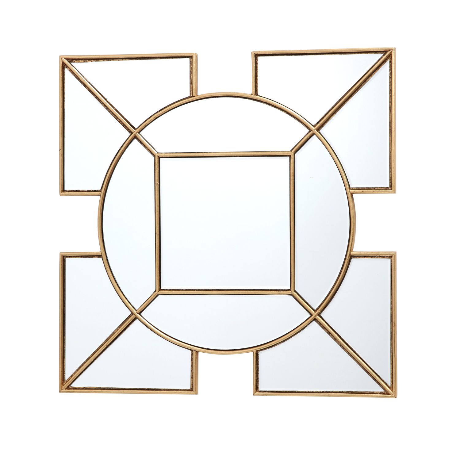 ​Lyshia Square Mirror – Gold Foil & Geometric Design (60x60cm)