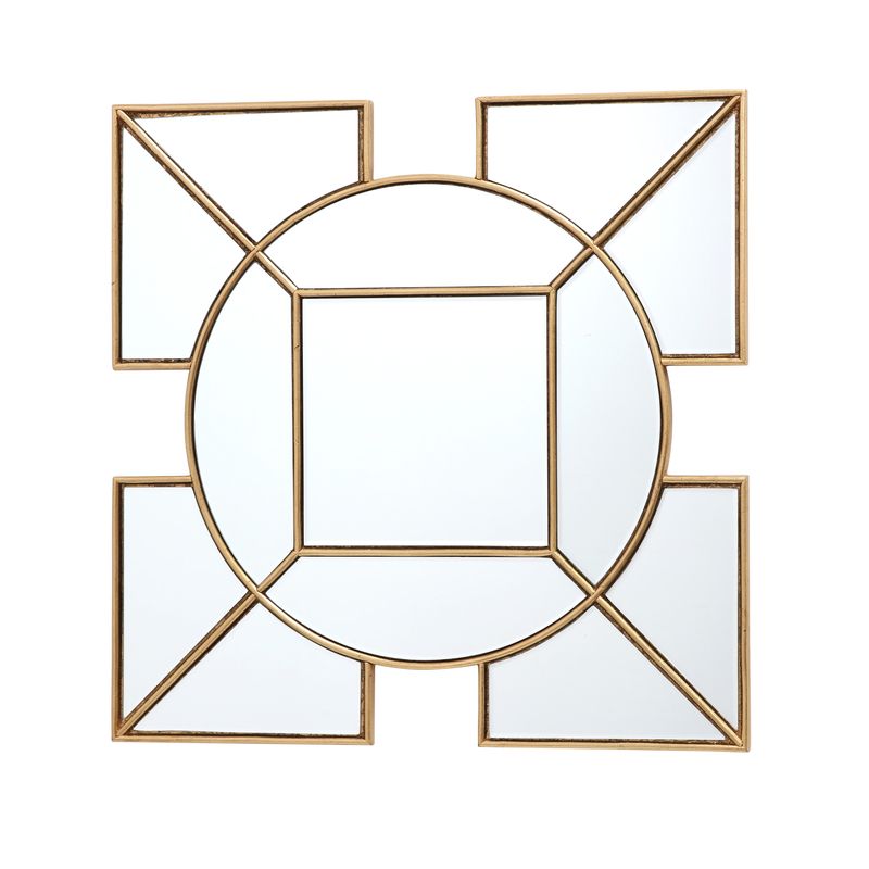 ​Lyshia Square Mirror – Gold Foil & Geometric Design (60x60cm)