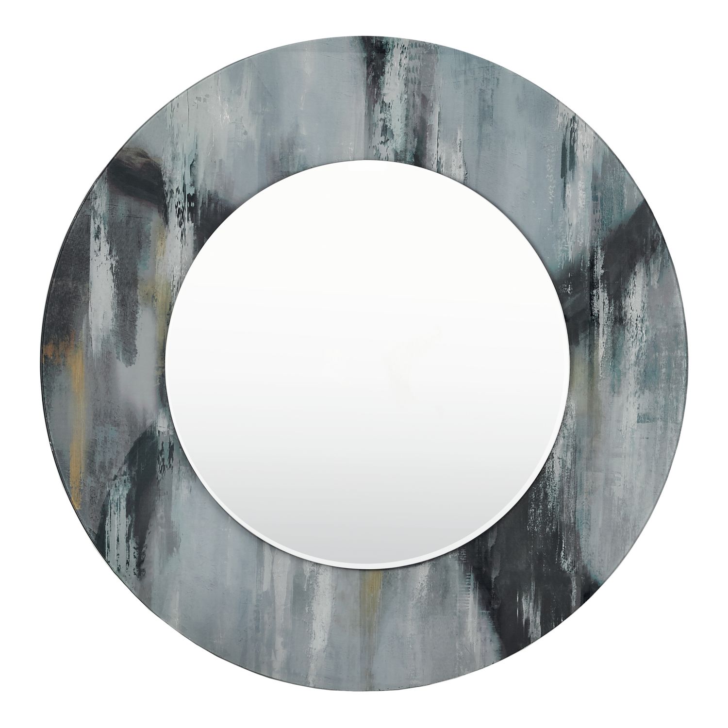 Mehera Round Mirror – Grey Marble Print (80cm)