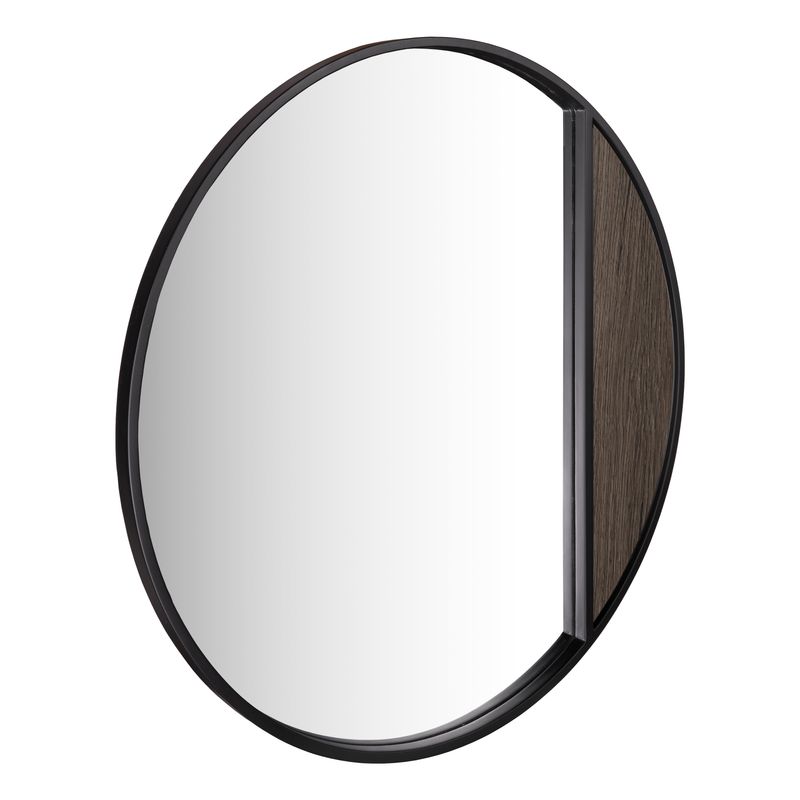 ​Rasmus Round Mirror – Mocha Veneer & Matt Black Frame (80cm)
