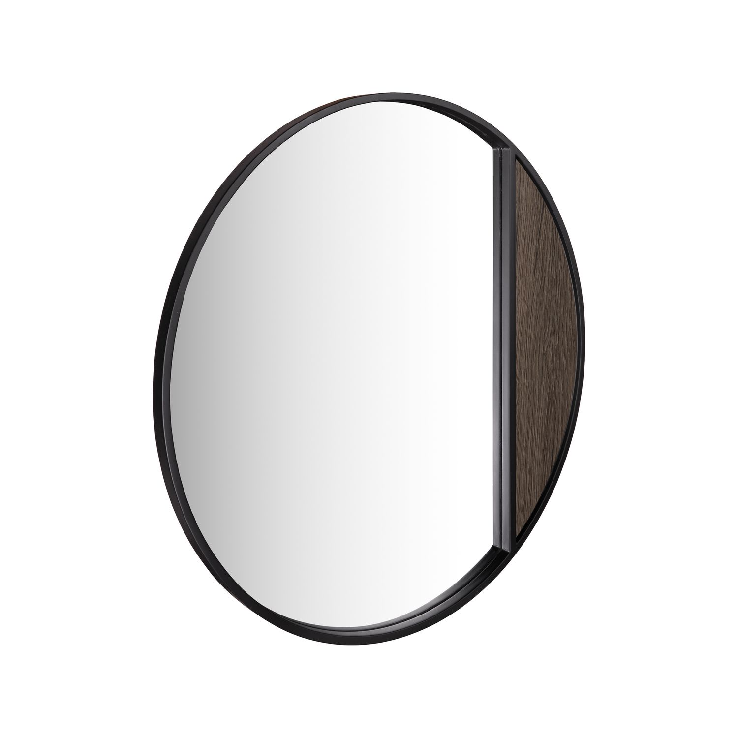 Rasmus Round Mirror – Mocha Veneer & Matt Black Frame (50cm)