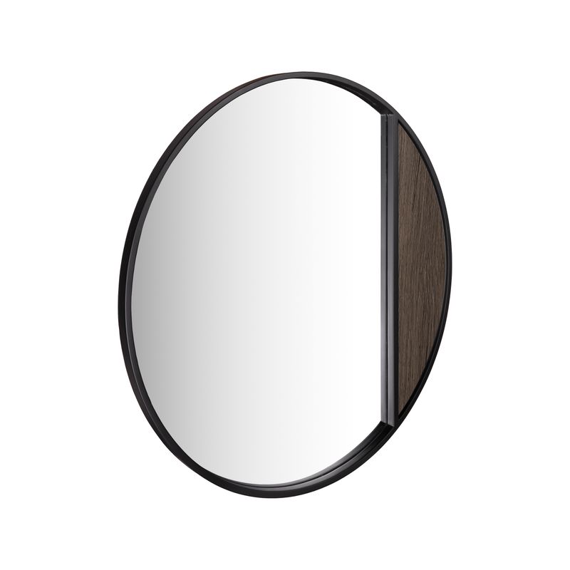 Rasmus Round Mirror – Mocha Veneer & Matt Black Frame (50cm)