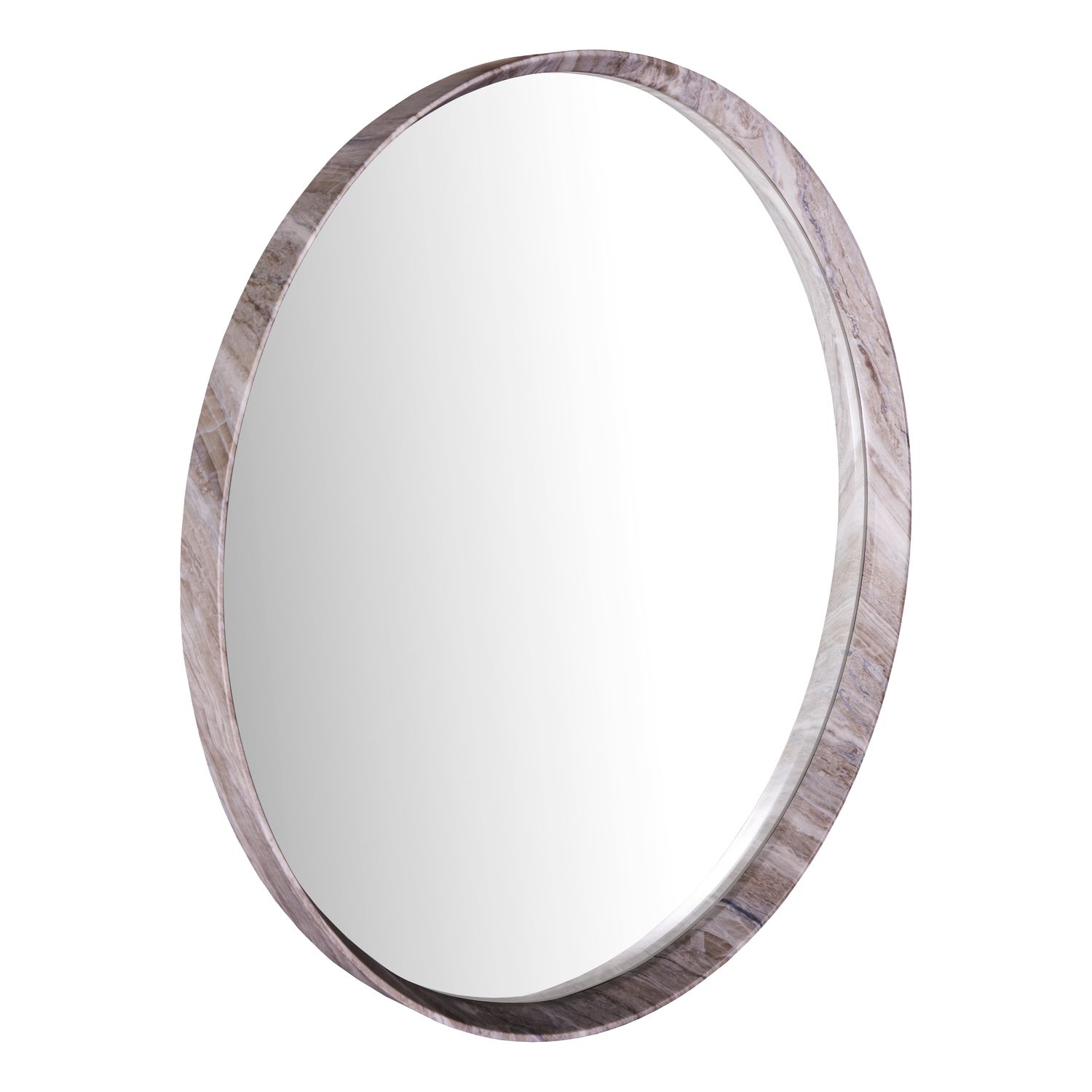 ​Seyah Round Mirror – Brown Stone Veneer (74cm)