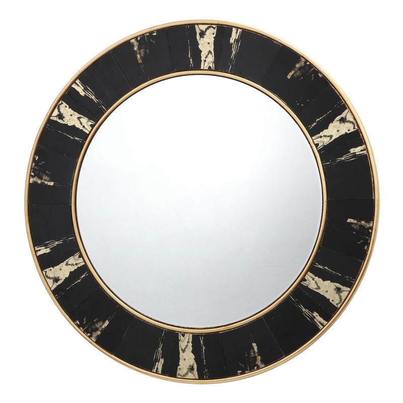 Sidone Round Mirror – Black & Gold Foil Detail (80cm) Sidone Round Mirror – Black & Gold Foil Detail (80cm)